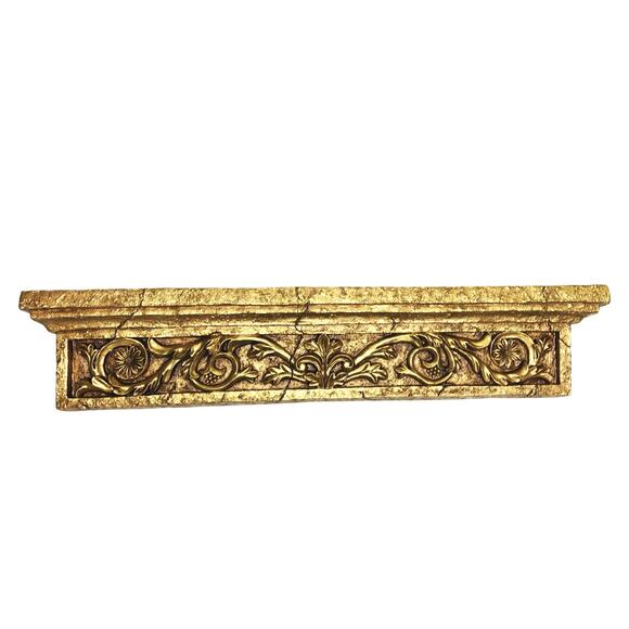 Vintage Gold Gilt Carved Wood Look Foam Wall Shelf Hollywood Regency - Picture 1 of 8
